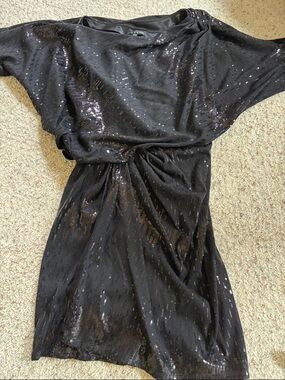 David Meister Black Sequin Party Top